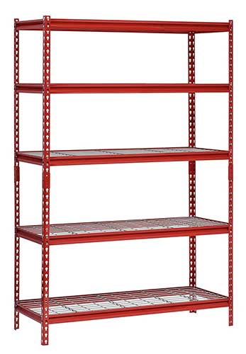 Muscle Rack UR482472WD5-R 5-Shelf Steel Shelving Unit under the lens in our Muscle Rack Shelving Reviews