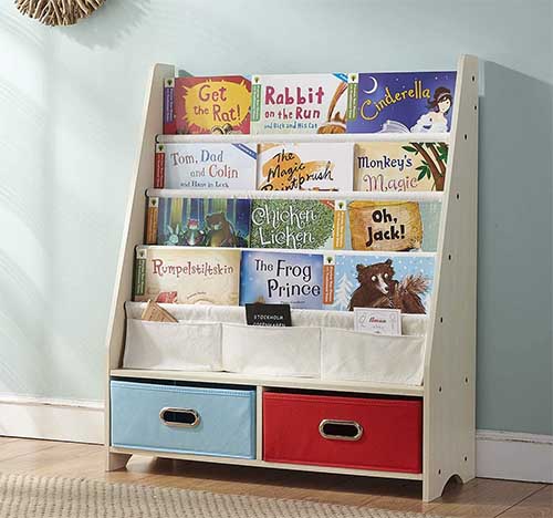 Seirione Kids Book Rack, illustrating a perfect example of the Best Bookcase for Nursery with its compact and accessible design.