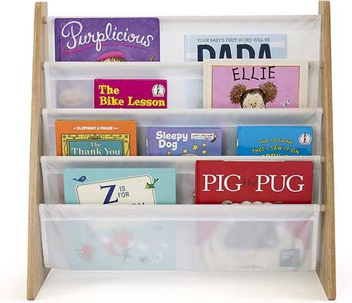 Humble Crew 4 tier Natural/White Kids Book Rack Storage Bookshelf for Nursery