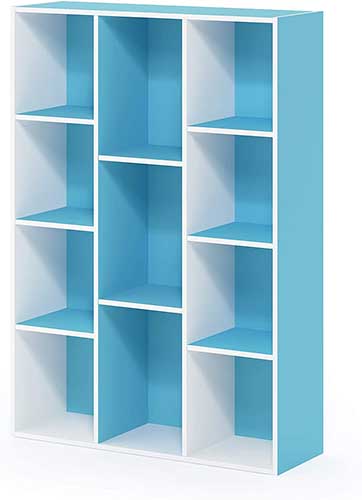 Furinno Luder Bookcase, 11-Cube, excellent for categorizing extensive manga series
