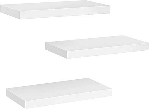 AMADA HOMEFURNISHING Floating Shelves with Invisible Brackets Set of 3 - Invisible bracket shelves providing a magical touch to plasterboard walls