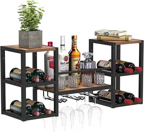 GiftGo Industrial Brown Wall Mounted Wine Rack, a contender for best bar shelves