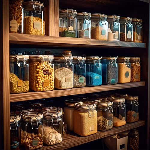 a perfectly organized deep shelves pantry